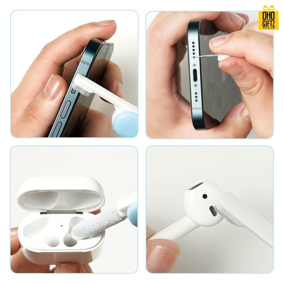 แปรงทำความสะอาดหูฟังแบบพกพา สกรีนชื่อ สกรีนโลโก้ ทำเป็นของพรีเมี่ยมได้ 