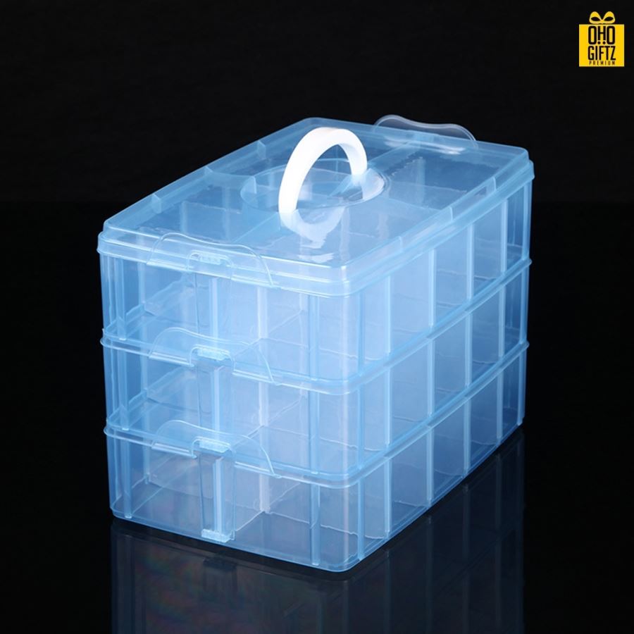 กล่องพลาสติก3ชั้นแบบพกพา กรีนโลโก้ ทำเป็นของพรีเมี่ยม 