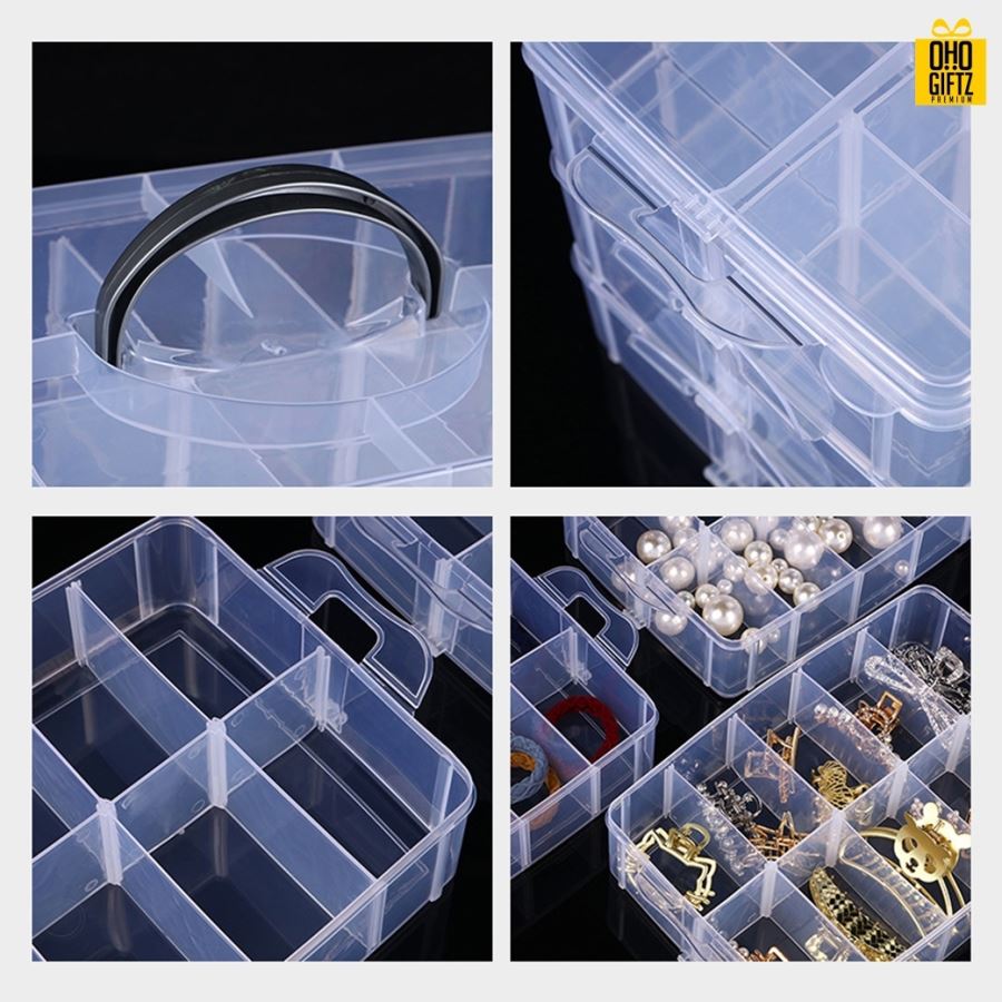 กล่องพลาสติก3ชั้นแบบพกพา กรีนโลโก้ ทำเป็นของพรีเมี่ยม 