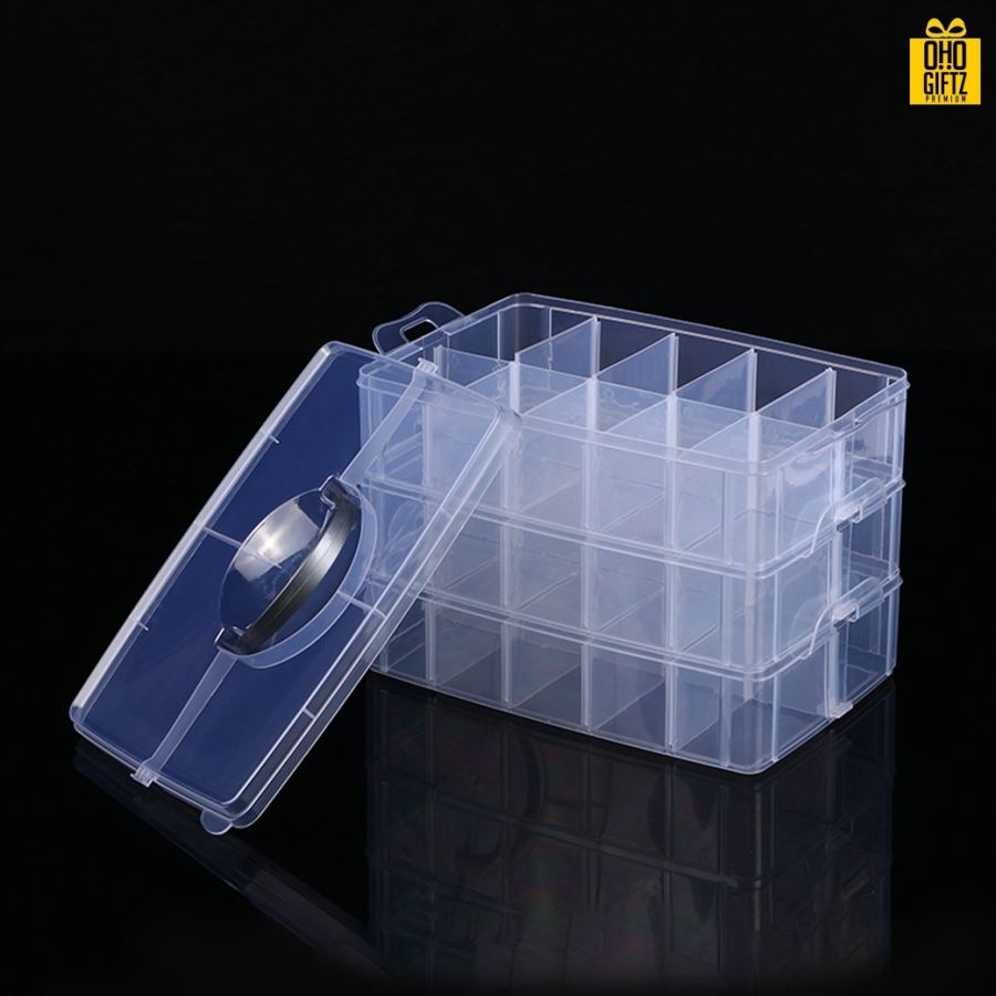 กล่องพลาสติก3ชั้นแบบพกพา กรีนโลโก้ ทำเป็นของพรีเมี่ยม 