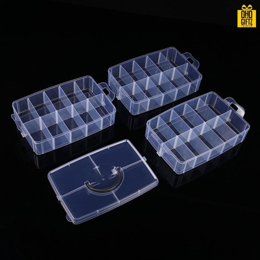 กล่องพลาสติก3ชั้นแบบพกพา กรีนโลโก้ ทำเป็นของพรีเมี่ยม 