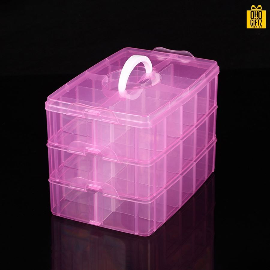 กล่องพลาสติก3ชั้นแบบพกพา กรีนโลโก้ ทำเป็นของพรีเมี่ยม 