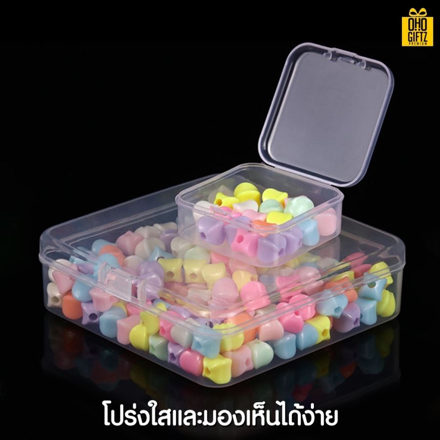 กล่องพลาสติกใสทรงสี่เหลี่ยม กรีนโลโก้ ทำเป็นของพรีเมี่ยม 