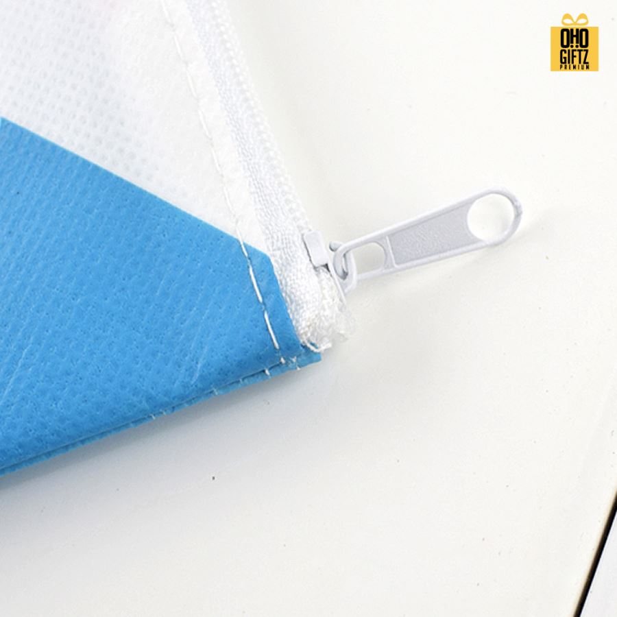 กระเป๋าใส่เครื่องเขียนมีซิป ผ้าสปันบอนด์ พิมพ์ไม่จำกัดสี สกรีนโลโก้ ทำเป็นของพรีเมี่ยม ของชำร่วยได้