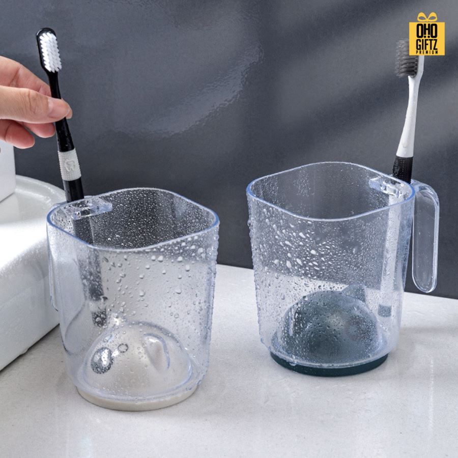 ถ้วยใส่น้ำบ้วนปาก มีช่องใส่แปรงสีฟัน สกรีนชื่อ สกรีนโลโก้  ทำเป็นของพรีเมี่ยมได้