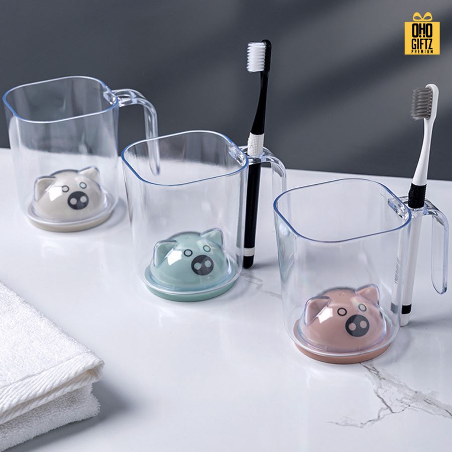 ถ้วยใส่น้ำบ้วนปาก มีช่องใส่แปรงสีฟัน สกรีนชื่อ สกรีนโลโก้  ทำเป็นของพรีเมี่ยมได้