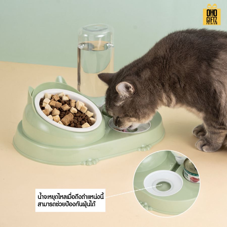 ชามอาหารสัตว์เลี้ยงใส่ขวดน้ำได้ สกรีนโลโก้ ทำเป็นของพรีเมี่ยม