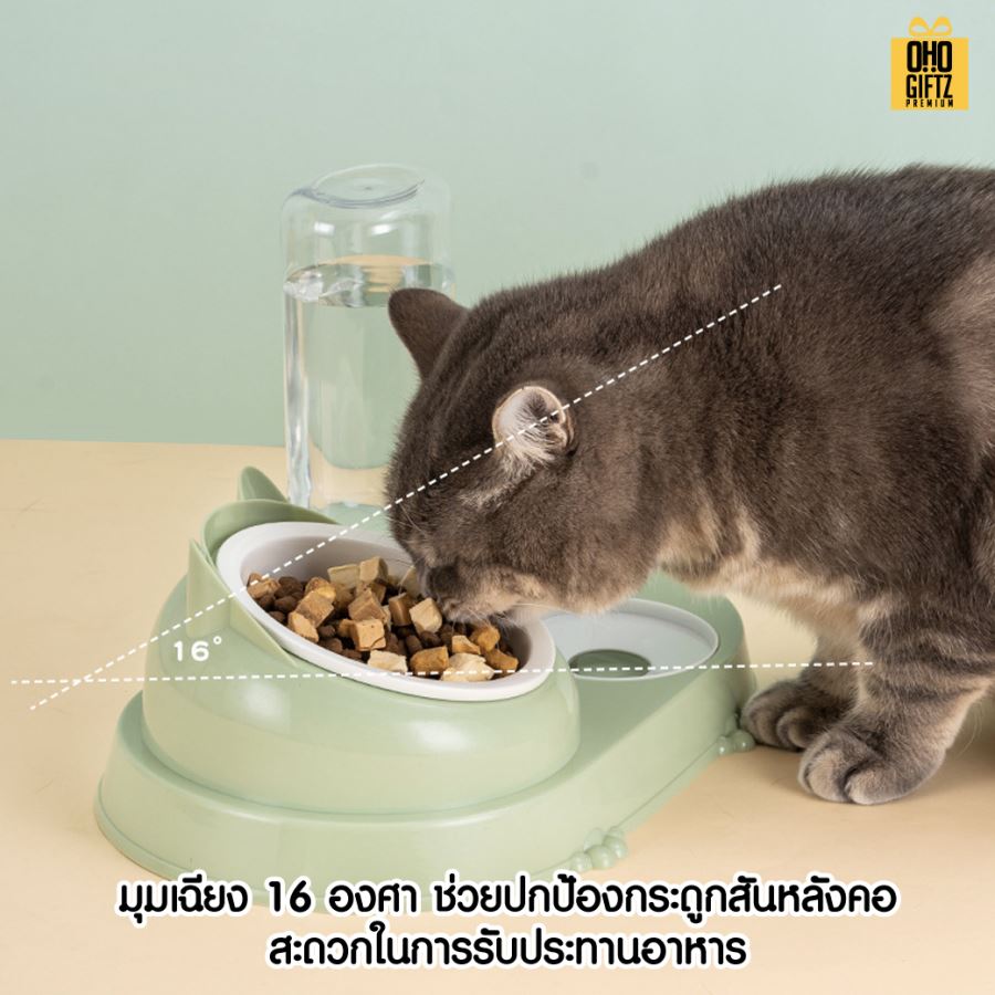 ชามอาหารสัตว์เลี้ยงใส่ขวดน้ำได้ สกรีนโลโก้ ทำเป็นของพรีเมี่ยม