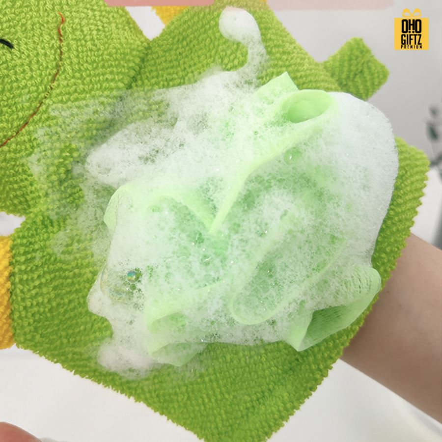 ถุงมืออาบน้ำสัตว์น้อย ติดลาเบล สกรีนโลโก้ ทำเป็นของพรีเมี่ยมได้