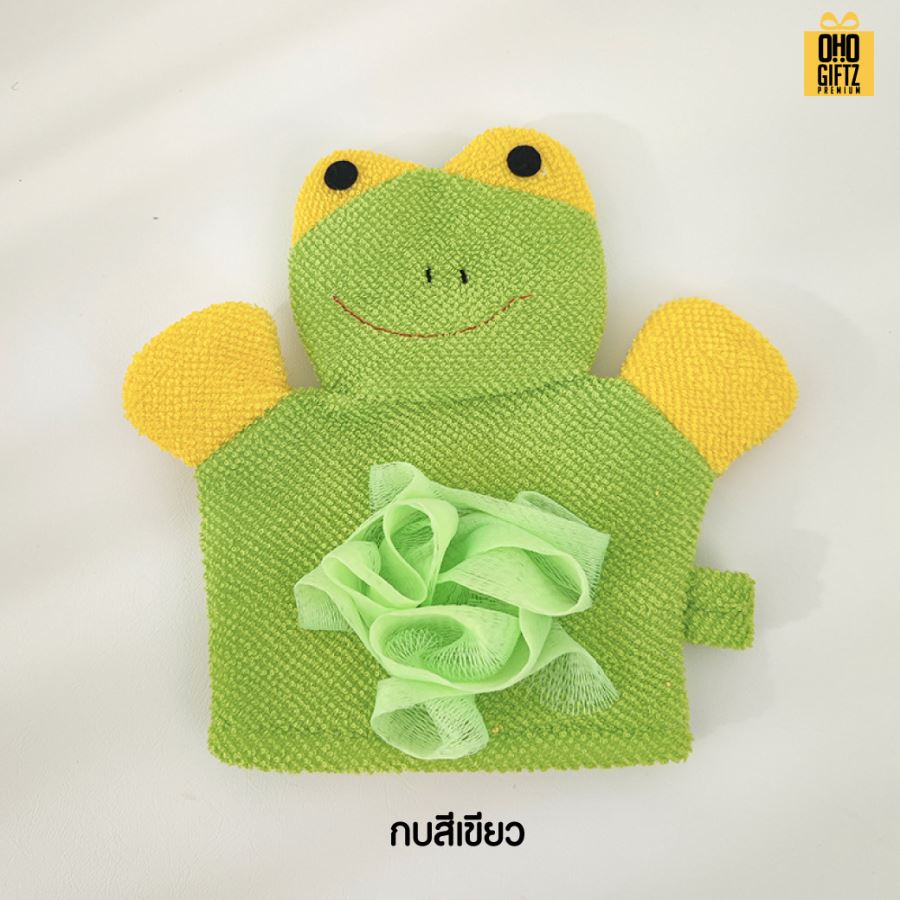 ถุงมืออาบน้ำสัตว์น้อย ติดลาเบล สกรีนโลโก้ ทำเป็นของพรีเมี่ยมได้