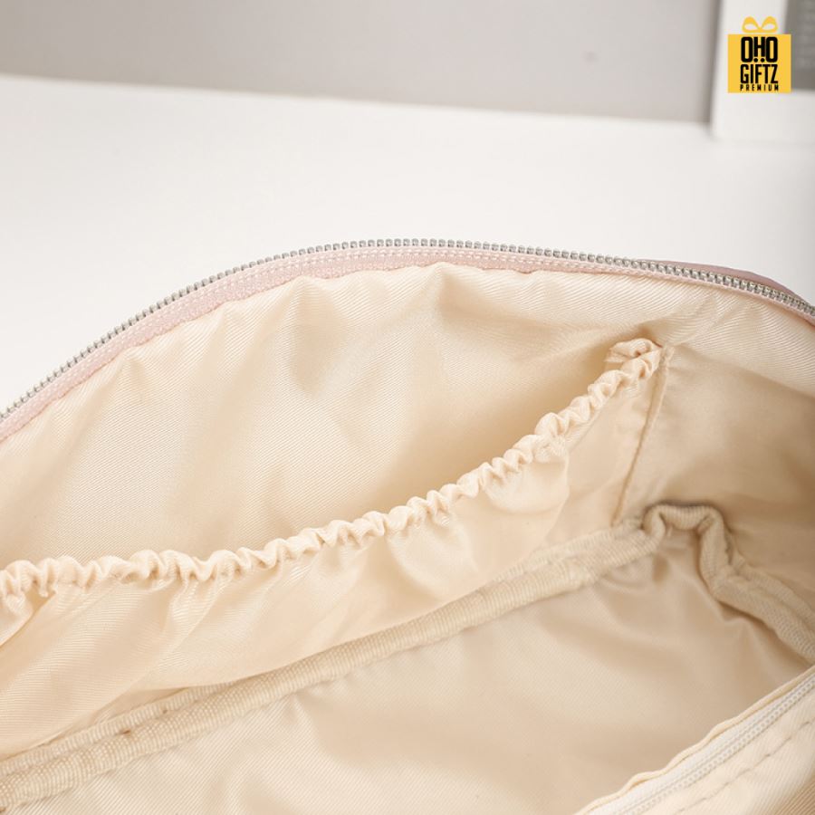 กระเป๋าเครื่องสำอาง หนังPUลายสาน สกรีนโลโก้ ทำเป็นของพรีเมี่ยม