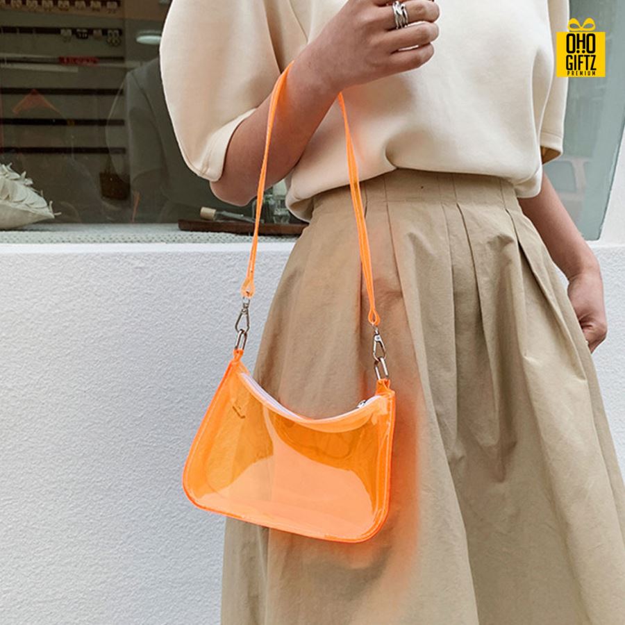 กระเป๋าใสสะพายข้าง สกรีนโลโก้ ทำเป็นสินค้าพรีเมี่ยม