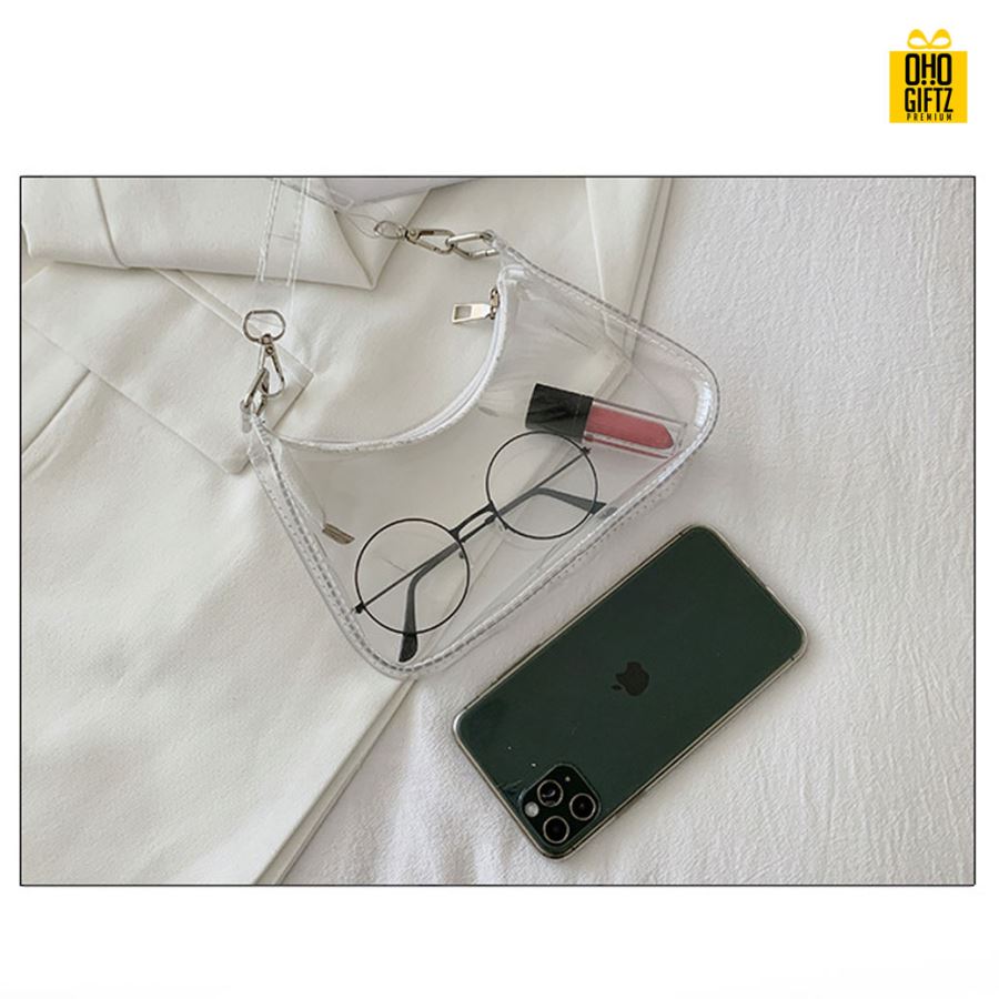 กระเป๋าใสสะพายข้าง สกรีนโลโก้ ทำเป็นสินค้าพรีเมี่ยม