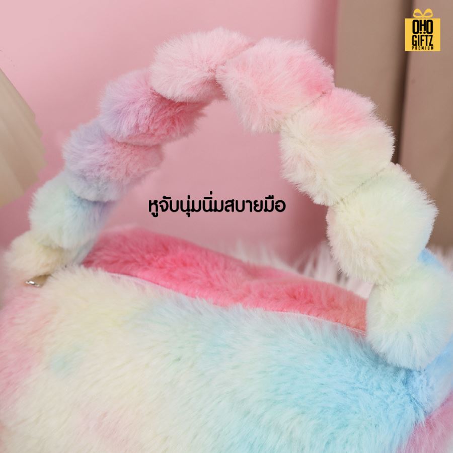 กระเป๋าเครื่องสำอางขนตุ๊กตาน่ารัก ผลิตโลโก้ ติดลาเบล ทำเป็นของพรีเมี่ยม