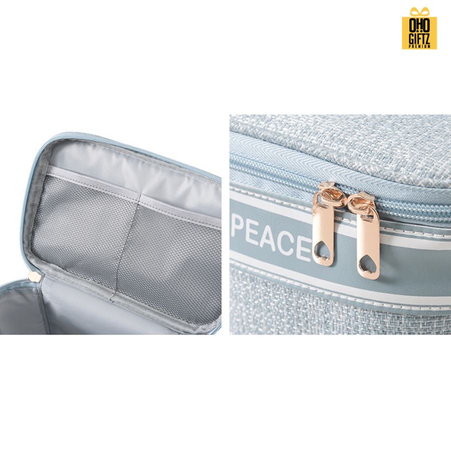 กระเป๋าเครื่องสำอางพรีเมี่ยมหรู สกรีนโลโก้ ทำเป็นของพรีเมี่ยม