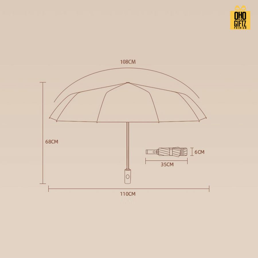 ร่มพับย้อนกลับพับกันเปียกแบบเปิดอัตโนมัติ สกรีนโลโก้ ทำเป็นสินค้าพรีเมี่ยม 