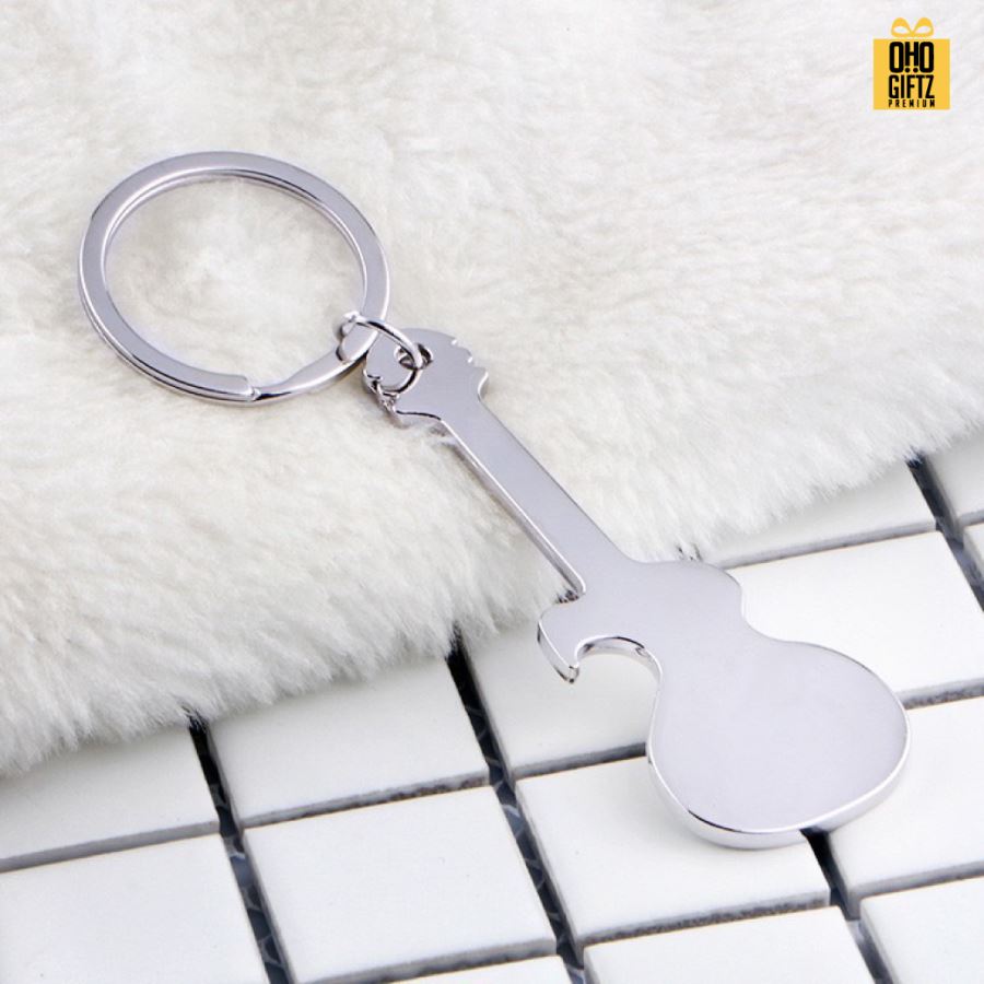 พวงกุญแจกีตาร์ที่เปิดขวด สกรีนโลโก้  ทำเป็นของพรีเมี่ยมได้