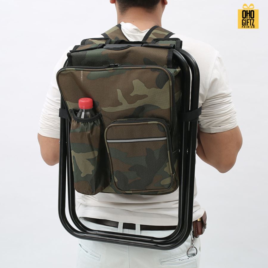 กระเป๋าเป้เก็บความเย็นและเป็นเก้าอี้ในตัวสำหรับออกแคมป์ สกรีนชื่อ สกรีนโลโก้ ทำเป็นของพรีเมี่ยมได้