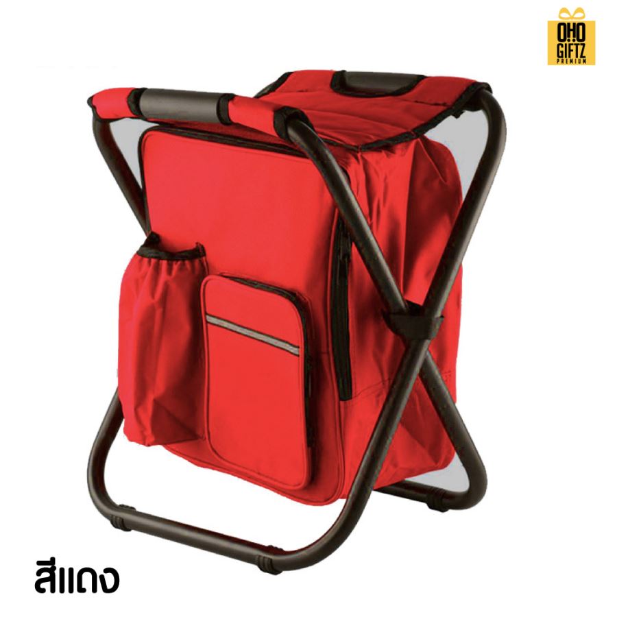 กระเป๋าเป้เก็บความเย็นและเป็นเก้าอี้ในตัวสำหรับออกแคมป์ สกรีนชื่อ สกรีนโลโก้ ทำเป็นของพรีเมี่ยมได้