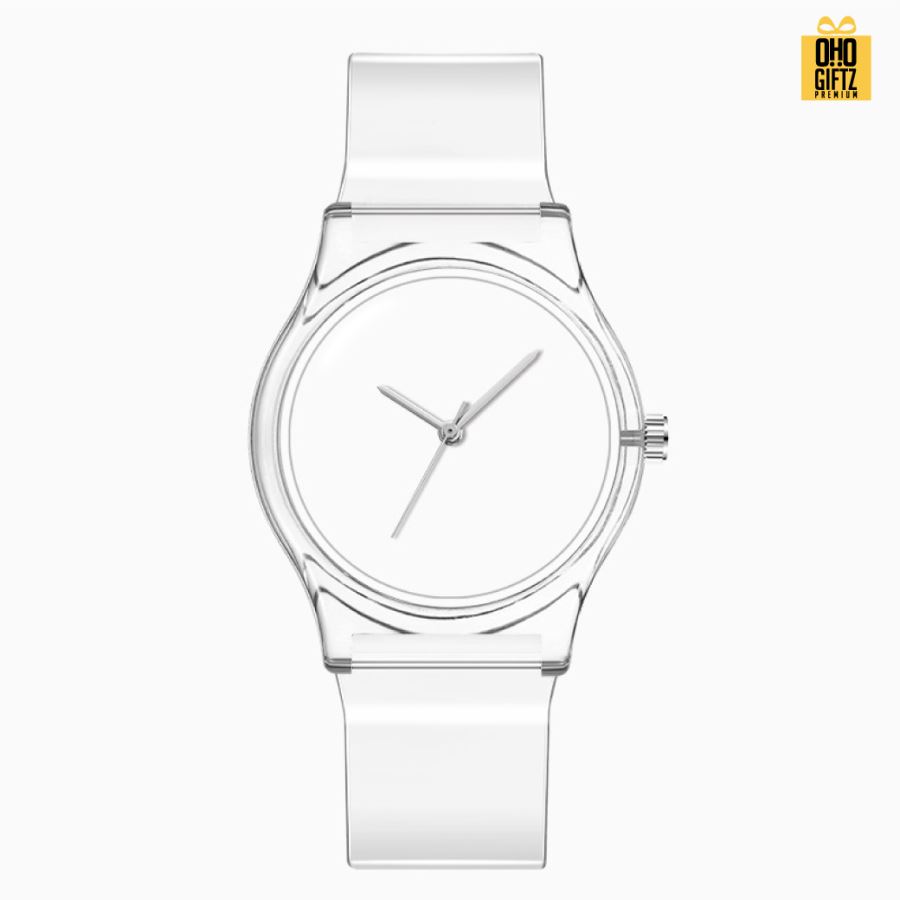 นาฬิกาข้อมือควอทซ์ สายพลาสติก สกรีนโลโก้ไม่จำกัดสี  ทำเป็นของพรีเมี่ยมได้ 
