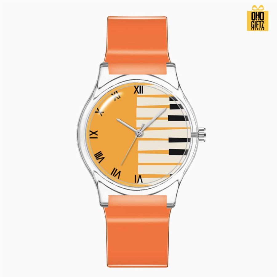 นาฬิกาข้อมือควอทซ์ สายพลาสติก สกรีนโลโก้ไม่จำกัดสี  ทำเป็นของพรีเมี่ยมได้ 