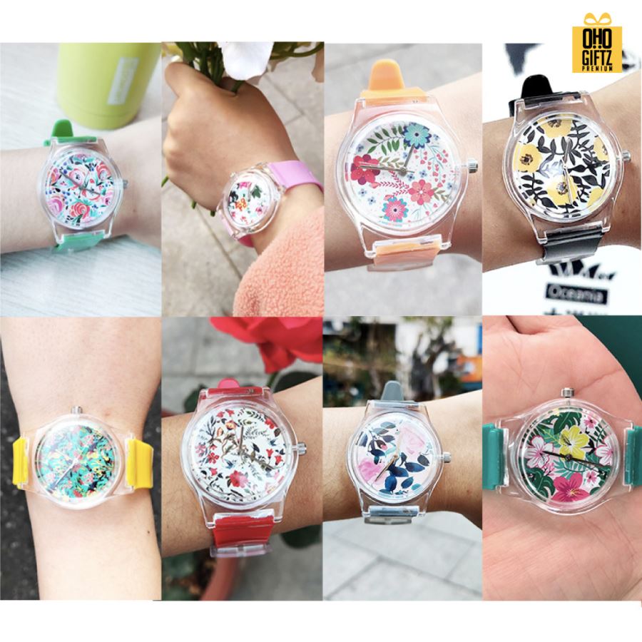 นาฬิกาข้อมือควอทซ์ สายพลาสติก สกรีนโลโก้ไม่จำกัดสี  ทำเป็นของพรีเมี่ยมได้ 