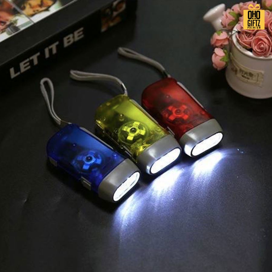 ไฟฉายประหยัดพลังงานกดด้วยมือ สกรีนโลโก้ ทำเป็นของพรีเมี่ยม ของที่ระลึกได้