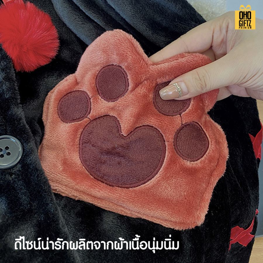 ผ้าคลุมกันหนาวมีหมวกน่ารัก สกรีนโลโก้ ทำเป็นของพรีเมี่ยมได้