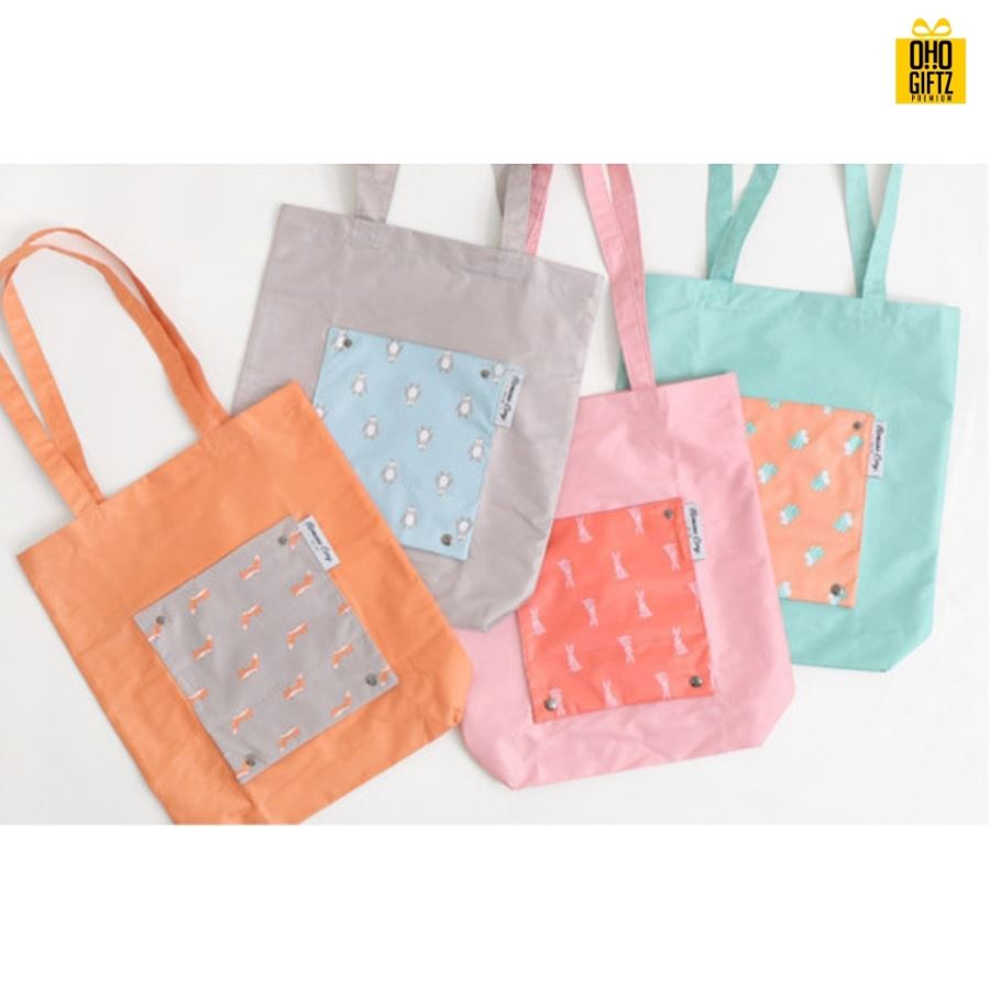 กระเป๋าพับเก็บได้ Pastel Bag สกรีนโลโก้ฟรี1สี1จุด
