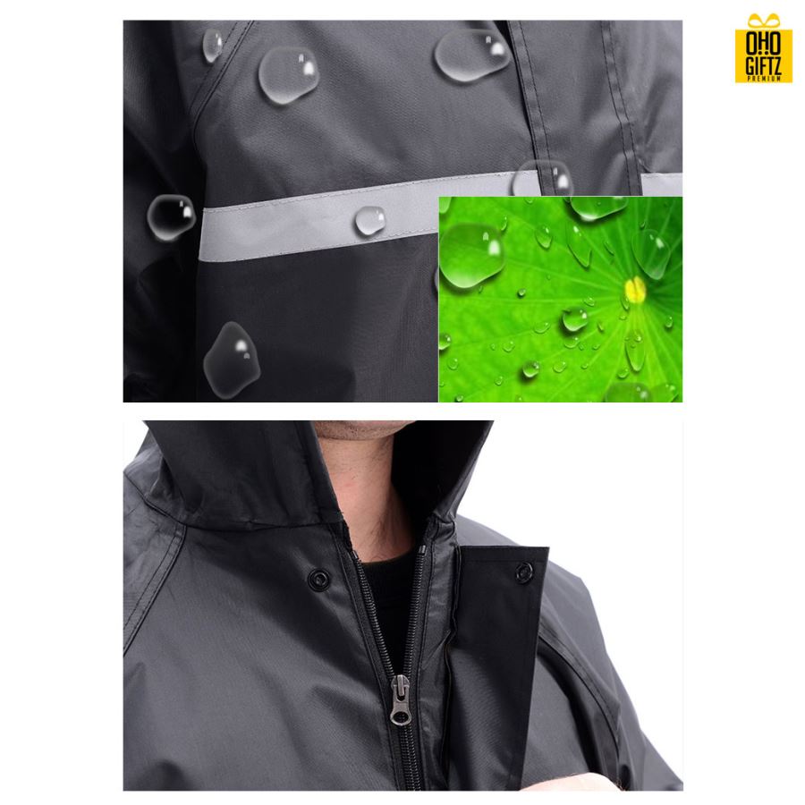 เสื้อกันฝนผ้า Oxford สกรีนชื่อ สกรีนโลโก้  ทำเป็นของพรีเมี่ยมได้ 