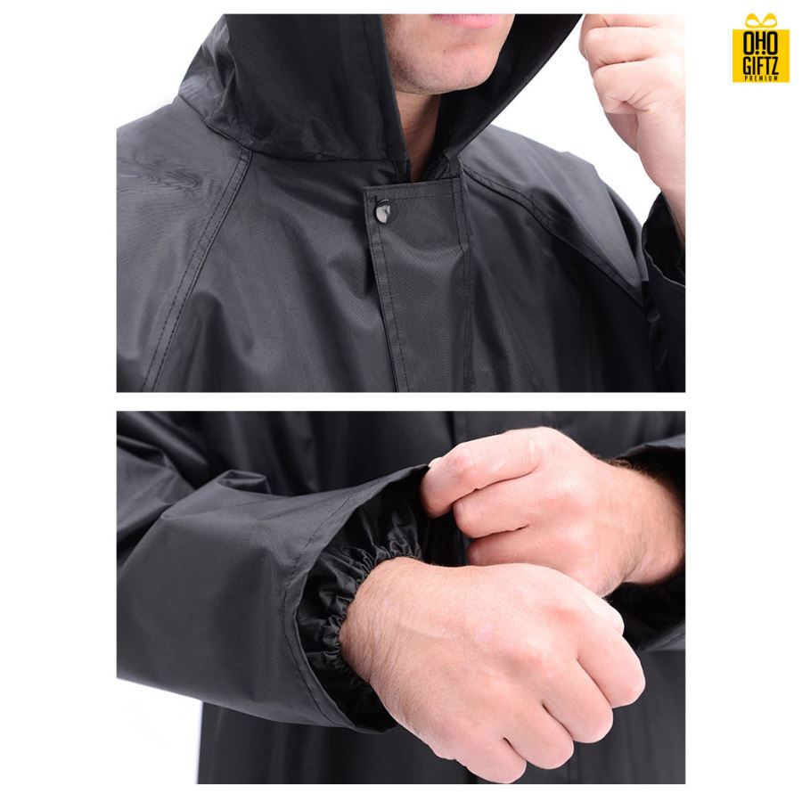 เสื้อกันฝนผ้า Oxford สกรีนชื่อ สกรีนโลโก้  ทำเป็นของพรีเมี่ยมได้ 