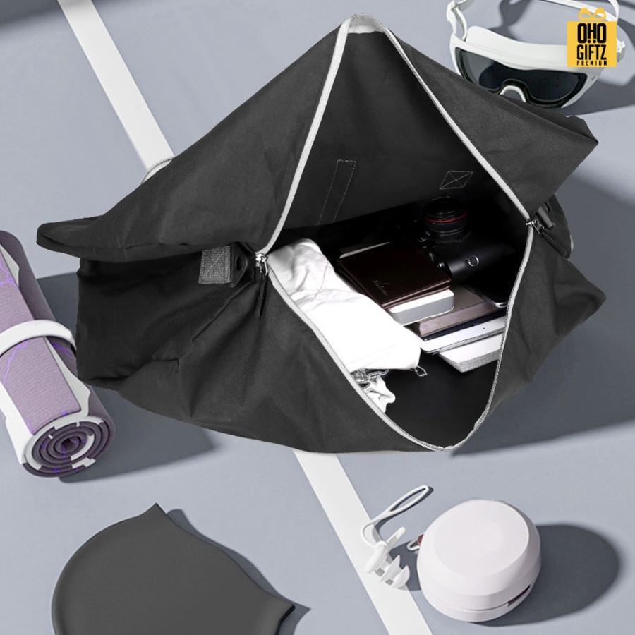 กระเป๋าเดินทางแบบพับเก็บได้ สกรีนชื่อ สกรีนโลโก้  ทำเป็นของพรีเมี่ยมได้