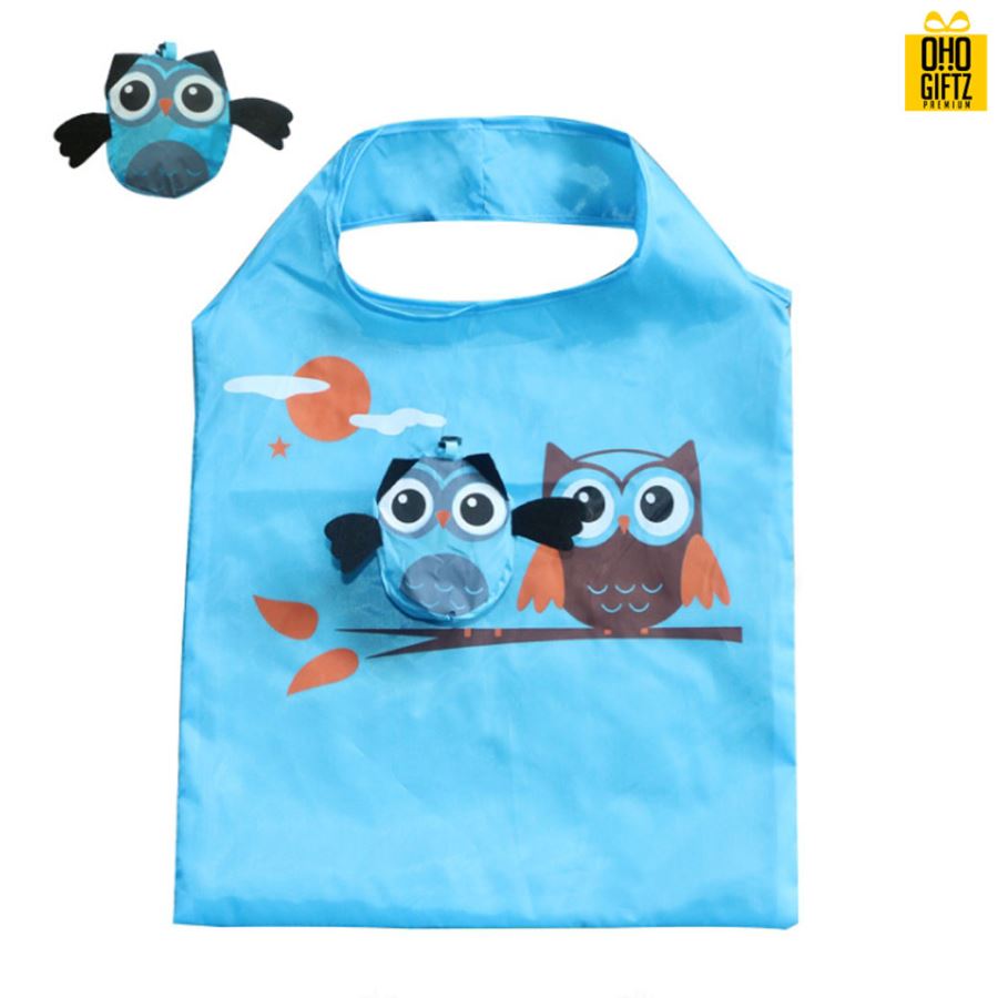 กระเป๋าพับได้รูปนกฮูก สกรีนโลโก้ ทำเป็นของพรีเมี่ยม ของที่ระลึก