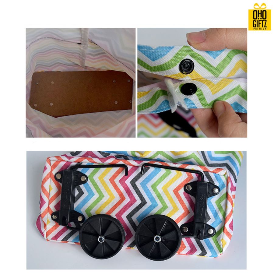 กระเป๋าช็อปปิ้งพับได้มีล้อลาก สกรีนโลโก้ ทำเป็นของพรีเมี่ยม ของที่ระลึก