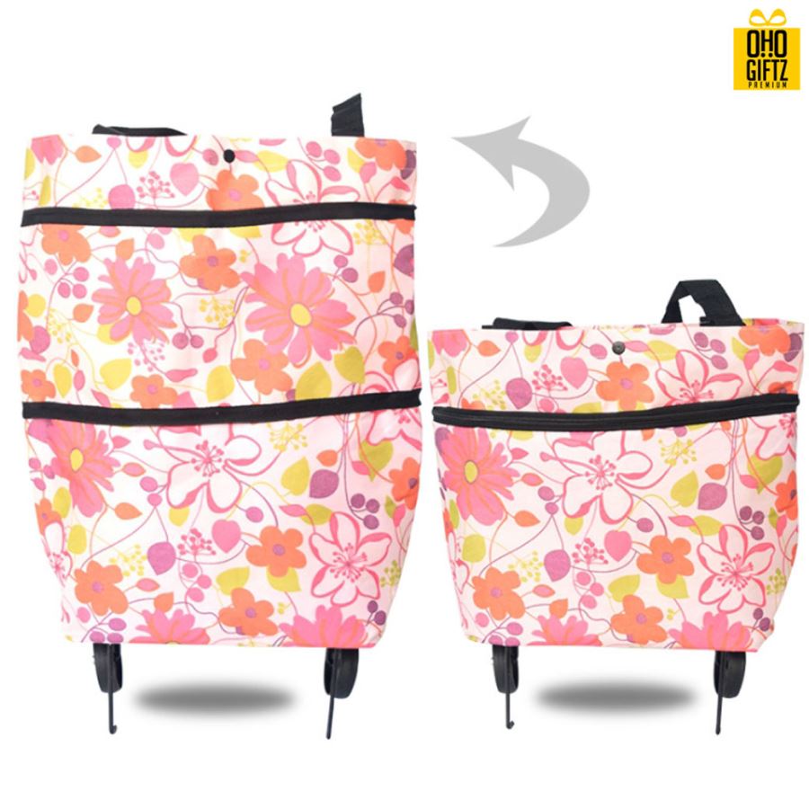 กระเป๋าช็อปปิ้งพับได้มีล้อลาก สกรีนโลโก้ ทำเป็นของพรีเมี่ยม ของที่ระลึก