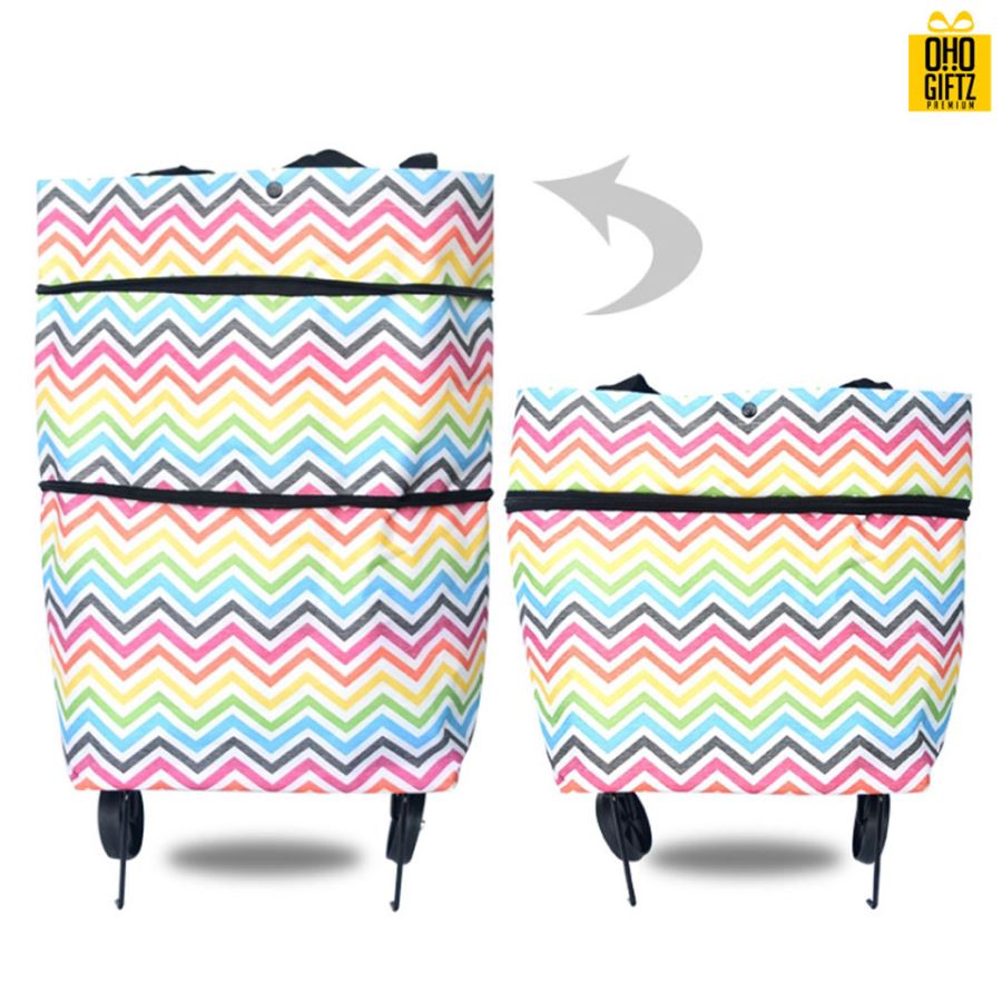 กระเป๋าช็อปปิ้งพับได้มีล้อลาก สกรีนโลโก้ ทำเป็นของพรีเมี่ยม ของที่ระลึก