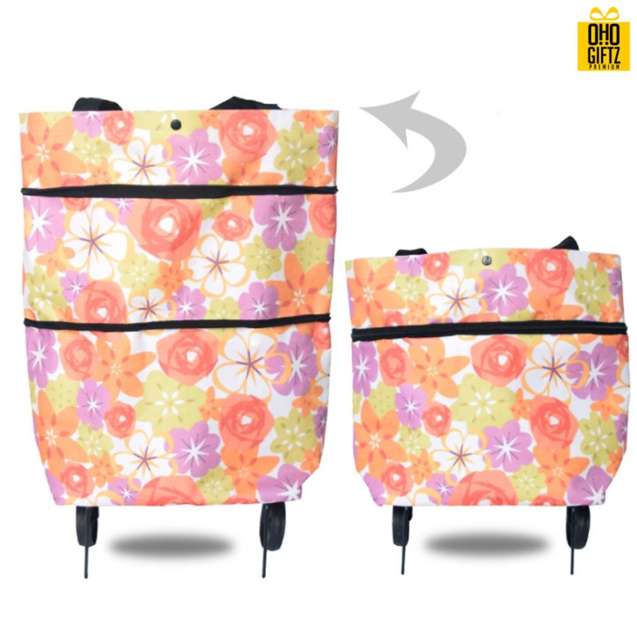 กระเป๋าช็อปปิ้งพับได้มีล้อลาก สกรีนโลโก้ ทำเป็นของพรีเมี่ยม ของที่ระลึก