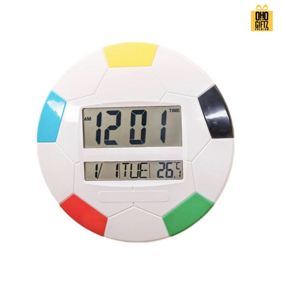 นาฬิกาฟุตบอลมัลติฟังชั้น บอกเวลา ปฏิทิน อุณหภูมิ สกรีนชื่อ สกรีนโลโก้ ทำเป็นของพรีเมี่ยมได้ 
