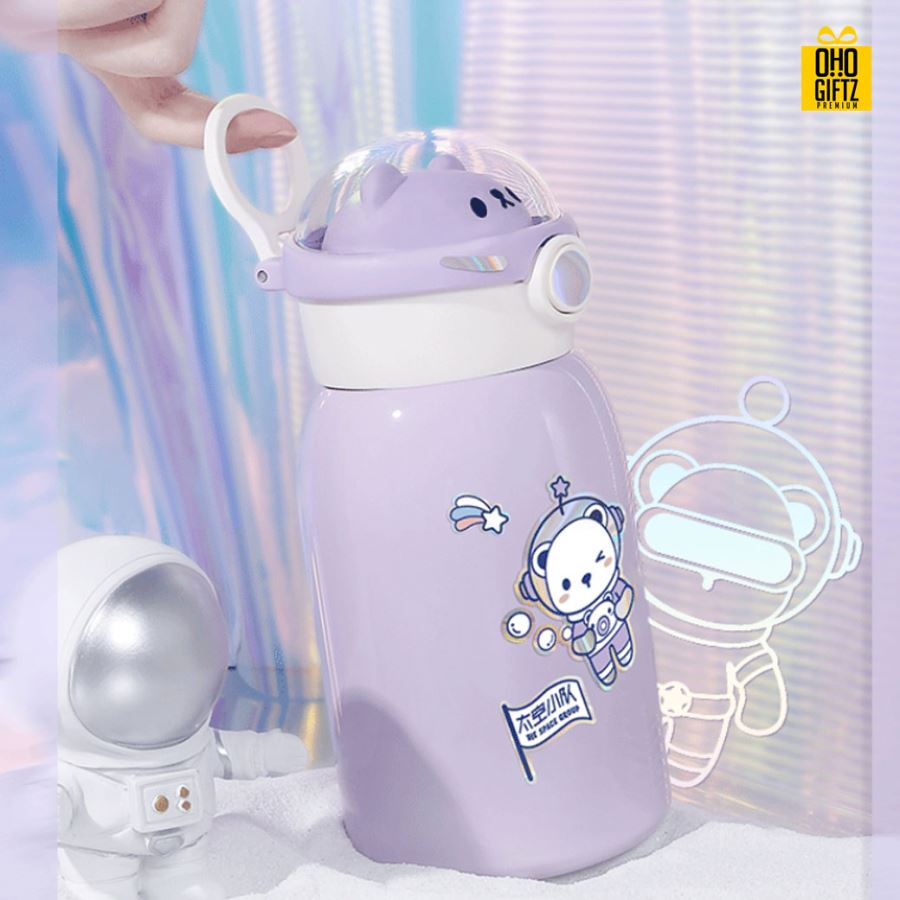 กระติกน้ำสแตนเลสเด็ก สกรีนชื่อ สกรีนโลโก้ ทำเป็นของพรีเมี่ยมได้ 