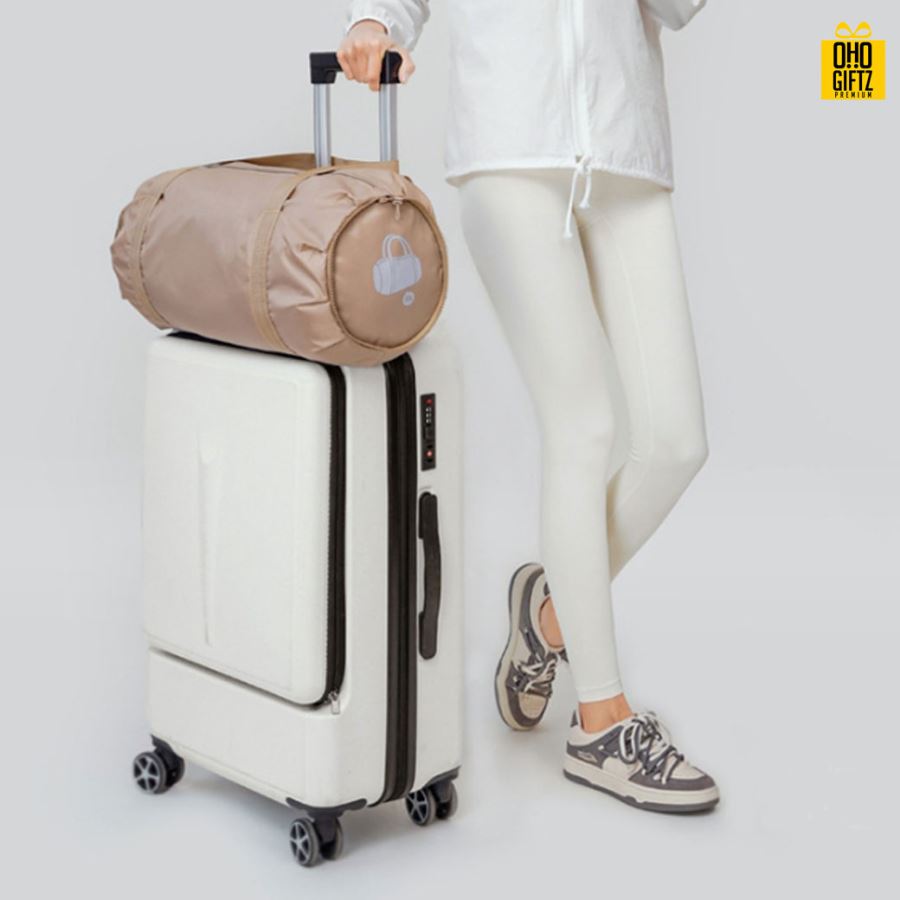 กระเป๋าเดินทางพับเก็บได้  สกรีนชื่อ สกรีนโลโก้ ทำเป็นของพรีเมี่ยมได้ 