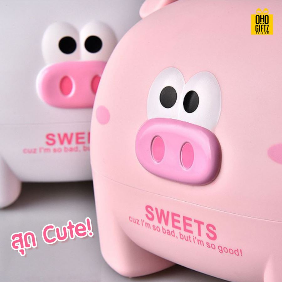 กล่องใส่กระดาษทิชชู่รูปหมู สกรีนโลโก้ ทำเป็นของพรีเมี่ยม ของชำร่วยได้