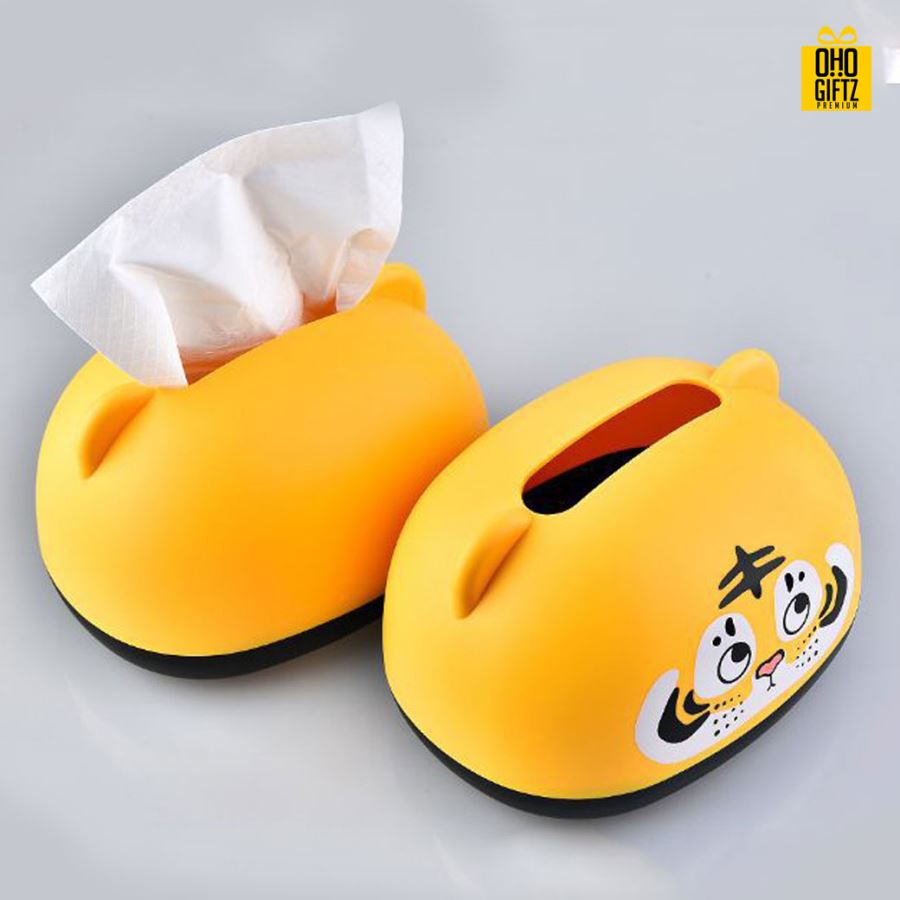 กล่องกระดาษทิชชู่รูปเสือ สกรีนโลโก้ ทำเป็นของพรีเมี่ยม ของชำร่วยได้