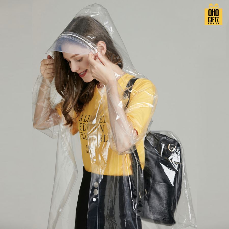 เสื้อกันฝนสีใส เนื้อ EVA สกรีนโลโก้ ทำเป็นของพรีเมี่ยมได้