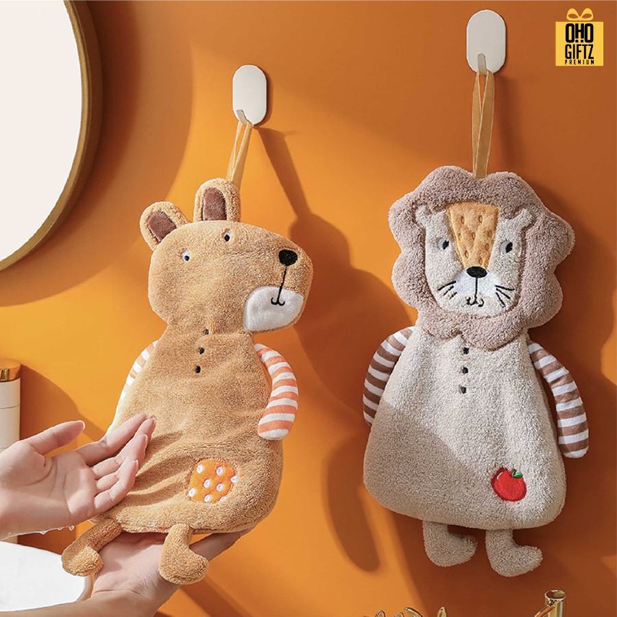 ผ้าเช็ดมือสัตว์น้อยน่ารัก สกรีนโลโก้ ติดลาเบล ทำเป็นของพรีเมี่ยมได้