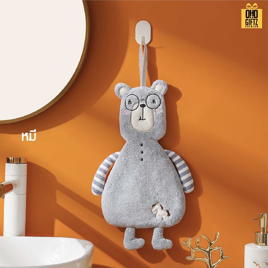 ผ้าเช็ดมือสัตว์น้อยน่ารัก สกรีนโลโก้ ติดลาเบล ทำเป็นของพรีเมี่ยมได้