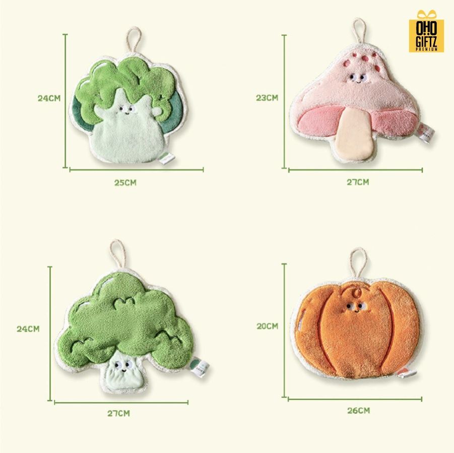 ผ้าเช็ดมือผักสวนครัว สกรีนโลโก้ ติดลาเบล ทำเป็นของพรีเมี่ยมได้