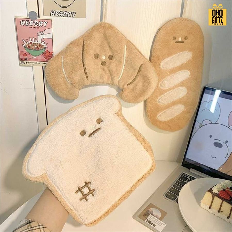 ผ้าเช็ดมือเบเกอรี่ ขนมปัง สกรีนโลโก้ ติดลาเบล ทำเป็นของพรีเมี่ยมได้