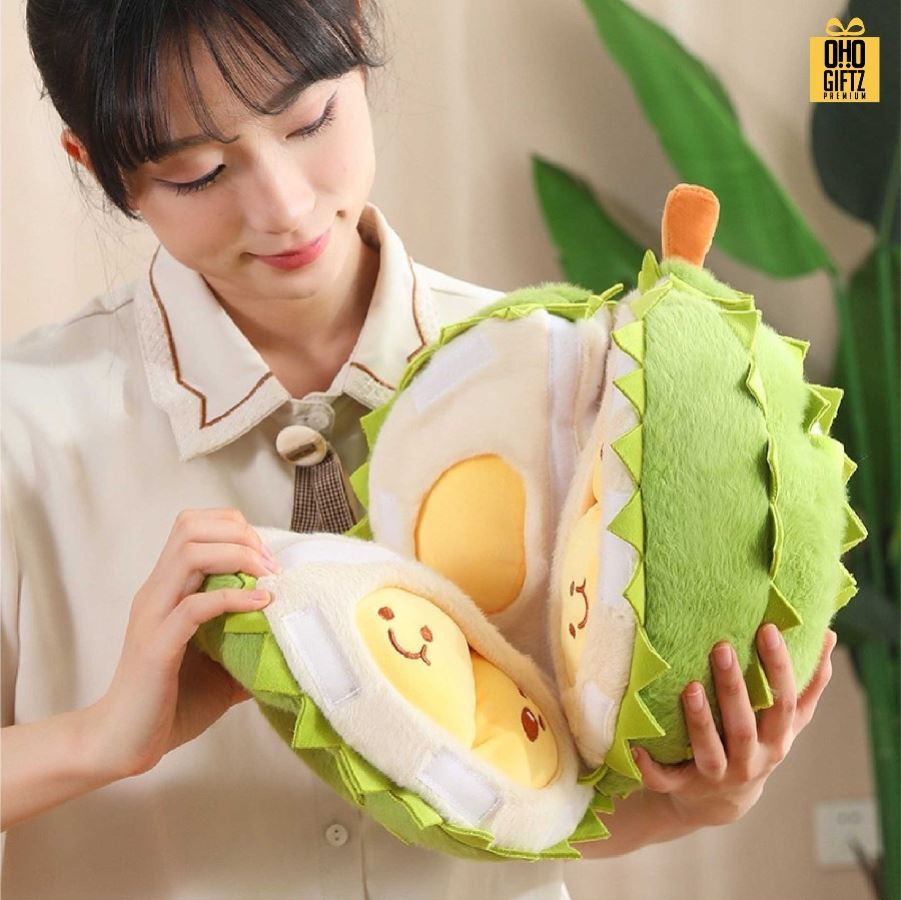 ตุ๊กตาหมอนทุเรียน สกรีนโลโก้ ทำเป็นของพรีเมี่ยมได้ 