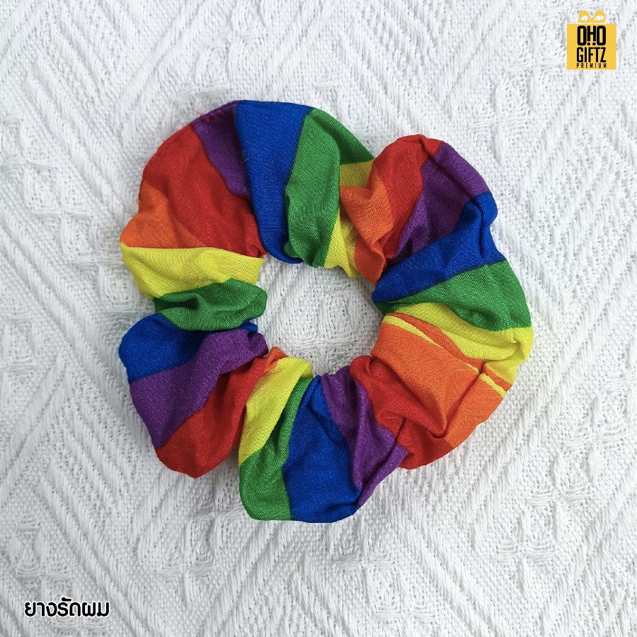 ผ้าคาดผมสีรุ้ง ยางรัดผมสีรุ้ง ผลิตโลโก้ ติดลาเบล ทำเป็นของพรีเมี่ยมได้