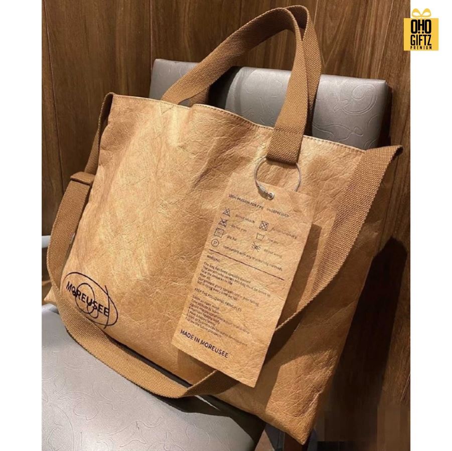 กระเป๋ากระดาษคราฟท์ Dupont ขนาดใหญ่ สกรีนโลโก้ ทำเป็นของพรีเมี่ยมได้